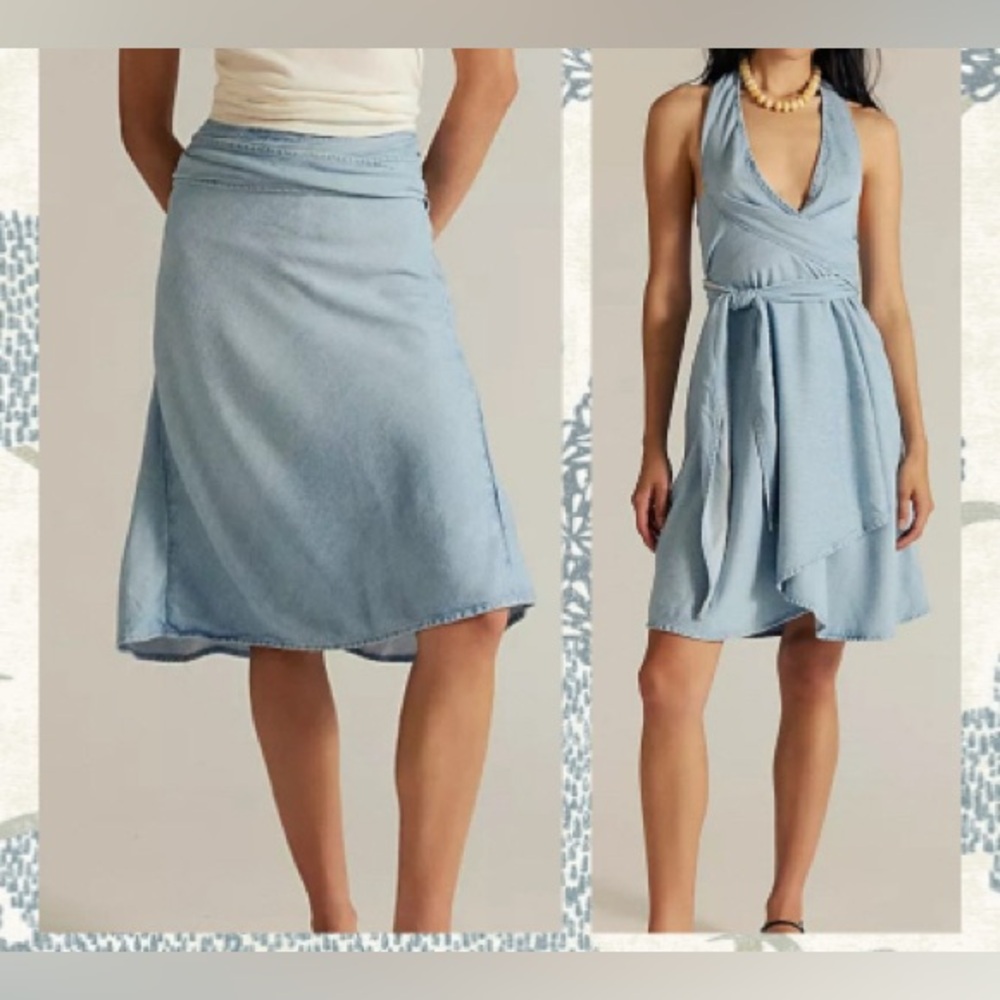 Free People Light Blue Denim Skirt/Dress (Convertible) - Size XS (runs big)